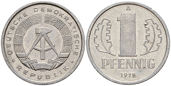 ГДР 1 пфенниг 1978 A KM 8.2 алюминий 187-322