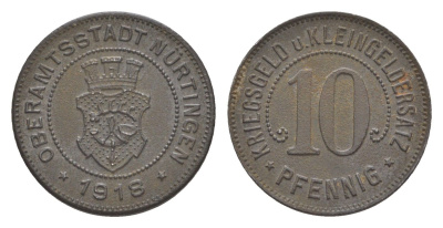 Нюртинген 10 пфеннигов 1918 Funck 386.2, Men05 19366.3, Men18 24247.3 железо 4636-737