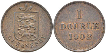 Гернси 1 дабл (дубль) 1902 KM 10 бронза 3851-1015