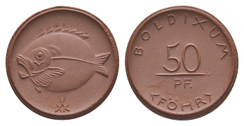 Больдиксум 50 пфеннигов ND (1920) Men22.2 4034.4, Scheuch 104a, Men05 3147.4 фарфор 1094-9-64