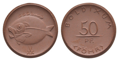 Больдиксум 50 пфеннигов ND (1920) Men22.2 4034.4, Scheuch 104a, Men05 3147.4 фарфор 1094-9-64