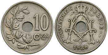 Бельгия 10 сантимов 1926 Belgie KM 86 медно-никель 3336-1032