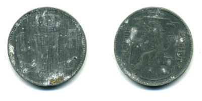 БЕЛЬГИЯ 1 ФРАНК 1943 BELGIQUE-BELGIE KM 127 цинк 86-1632