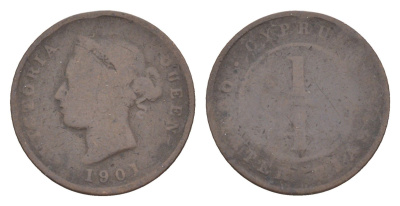 Кипр 1/4 пиастра 1901 Виктория (1837-1901), редкий год, тираж 72.000 экземпляров KM 1.2 бронза 4127-1042