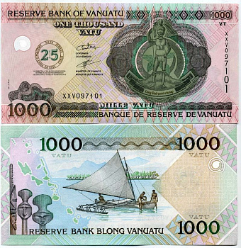 Вануату 1000 вату 2005 25 независимости (1980-2005) Pick 11 бумага UNC (пресс) 449-4-2