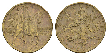 Чехия 20 крон 2006 редкий год KM 5 сталь плакированная латунью 4633-731