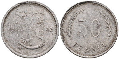 Финляндия 50 пенни 1945 республика (1918-1962) KM 26b железо 4588-1065