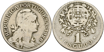 Португалия 1 эскудо 1928  KM 578 медно-никель    4153-134
