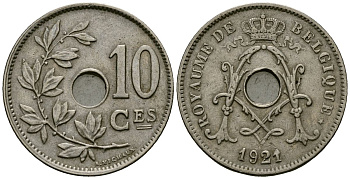 Бельгия 10 сантимов 1921 Belgique KM 85 медно-никель 4172-912