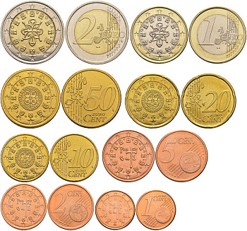 ПОРТУГАЛИЯ ЕВРОНАБОР ИЗ 8 МОНЕТ 2006 1, 2, 5, 10, 20, 50 ЕВРОЦЕНТОВ, 1 И 2 ЕВРО UNC 183-921