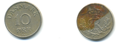 Дания 10 эре 1951 N; S, Фредерик IX (1947-1972) KM 841 медно-никель 3999-924