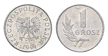 Польша 1 грош 1949 Y 39 алюминий UNC 4674-933