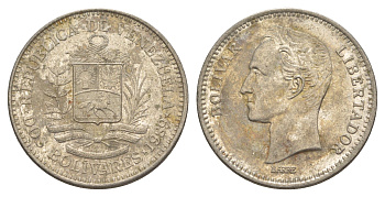 Венесуэла 2 боливара 1989 Симон Боливар Y 43a сталь плакированная никелем 4583-243