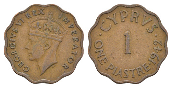 Кипр 1 пиастр 1942 Георг VI (1936-1952) KM 23a бронза 4652-323