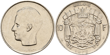 Бельгия 10 франков 1978 Belgie KM 156.1 никель    4187-513