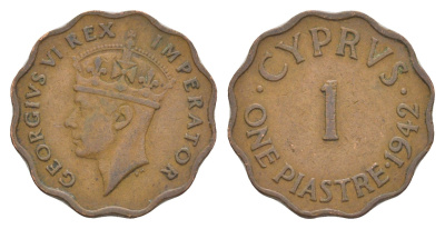 Кипр 1 пиастр 1942 Георг VI (1936-1952) KM 23a бронза 4652-323