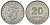 Британская Малайя 20 центов 1939 Георг VI (1937-1952) KM 5 серебро 53-354