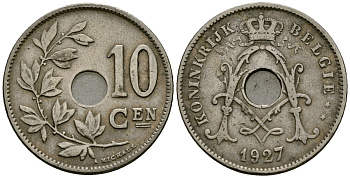 Бельгия 10 сантимов 1927 Belgie KM 86 медно-никель 4171-1242