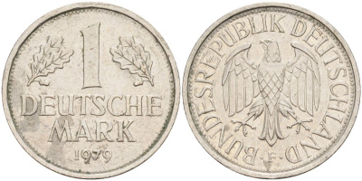 ФРГ 1 марка 1979 F KM 110, J. 385 медно-никель 4177-1141