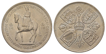 Великобритания 1 крона (5 шиллингов) 1953 коронация королевы Елизаветы, Елизавета II (1952-2022) Елизаветы, в красочной упаковке KM 894, Spink 4136 медно-никель UNC 107-1033