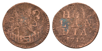 Нидерланды, Голландская Республика, Голландия 1 дуит 1712 KM 80 медь 4655-547