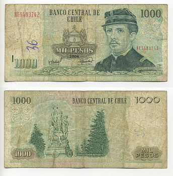 Чили 1000 песо 2006 Игнасио Каррера-Пинто Pick 154g бумага 7218-65-2