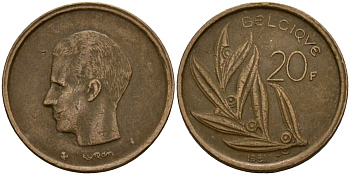 Бельгия 20 франков 1981 Belgique, Бодуэн I (1951-1993) KM 159 никель бронза 4601-341