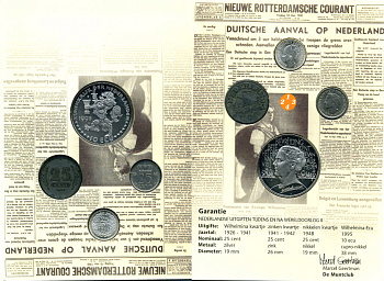 Нидерланды набор из 3 монет по 25 центов + 10 экю различные типажи монет времен правления королевы Вильгельмины 7-6-1-33