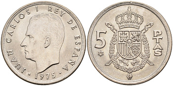 Испания 5 песет 1975 (77) Хуан Карлос I (1975-2001) KM 807 медно-никель UNC 4583-1223