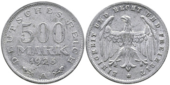 ГЕРМАНИЯ 500 МАРОК 1923 А KM 36, J. 305 алюминий 38-321