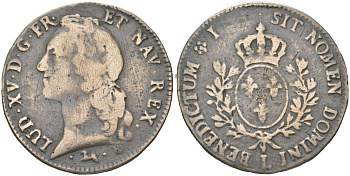 Франция КОПИЯ 1 экю ND (1740-1774) KM 512 белый металл 63-125