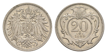 Австрия 20 геллеров 1895 Франц Иосиф I (1848-1916) KM 2803 никель UNC 4618-1144