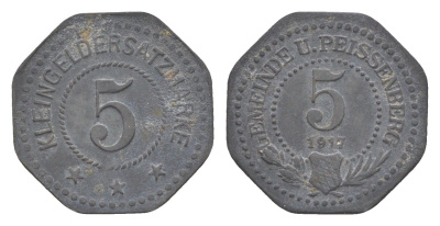 Унтер-Пайсенберг 5 пфеннигов 1917 Funck 557.1 цинк 1528-832