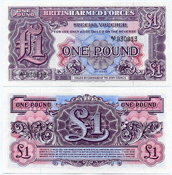 АНГЛИЯ 1 ФУНТ 1948 ДЛЯ ВООРУЖЕННЫХ СИЛ, 2 СЕРИЯ, TDLR Pick M 22a бумага UNC (ПРЕСС) 7375-28-2-2