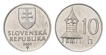 Словакия 10 геллеров 2002 KM 17 алюминий UNC 4627-739