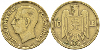 Румыния 10 леев 1930 Кароль II (1930-1940) KM 49 никель латунь 4402-713
