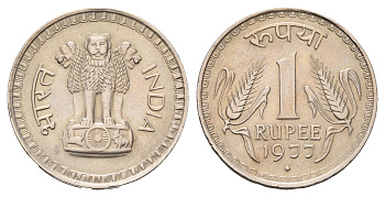 Индия 1 рупия 1977 KM 78.1 медно-никель 4654-1042