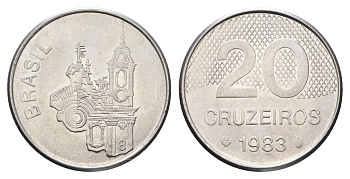 Бразилия 20 крузейро 1983 собор KM 593.1 нержавеющая сталь 4663-554
