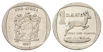 ЮАР 1 ранд 1997 KM 164 медь плакированная никелем 4627-338