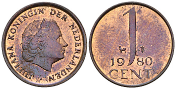 Нидерланды 1 цент 1980 Юлиана (1949-1980) KM 180 бронза UNC 220-526