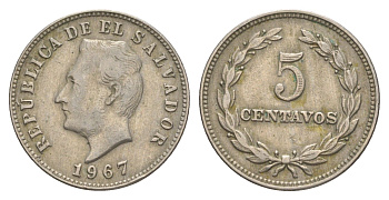 Сальвадор 5 сентаво 1967 KM 134 медно-никель 4620-142