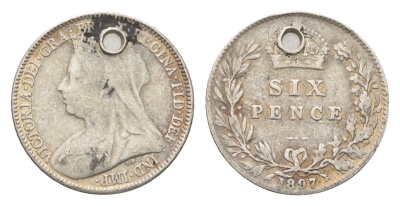 Великобритания 6 пенсов 1897 Виктория (1837-1901) KM 779, Spink 3941 серебро 4189-1013