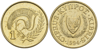 Кипр 1 цент 1994 KM 53.3 никель латунь 4174-1161