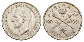 Австралия 2 шиллинга (флорин) 1951 50 лет Федерации KM 47 серебро UNC 5010-1231