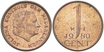 Нидерланды 1 цент 1980 Юлиана (1949-1980) KM 180 бронза 3457-1054