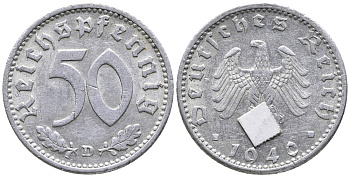 ГЕРМАНИЯ 50 РЕЙХСПФЕННИГОВ 1940 D KM 96, J. 372 алюминий 24-916