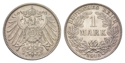 Германия 1 марка 1915 E, Вильгельм II (1888-1918) KM 14, J. 17 серебро aUNC 4626-255