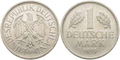 ФРГ 1 МАРКА 1979 F J.385, KM 110 медно-никель 3856-146