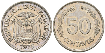 Эквадор 50 сентаво 1979 KM 81 сталь плакированная никелем aUNC 4511-341