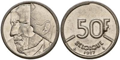 Бельгия 50 франков 1987 Belgique, Бодуэн I (1951-1993) KM 168 никель 4601-114